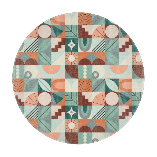 Tabla De Cortar Patrón de mosaico abstracto, geométrico y sin sold (Anverso)