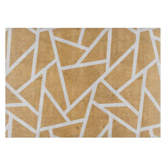 Tabla De Cortar Patrón de mosaico amarillo y blanco (Anverso)