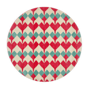 Tabla De Cortar Patrón de mosaico de corazones rojos, azul de ment