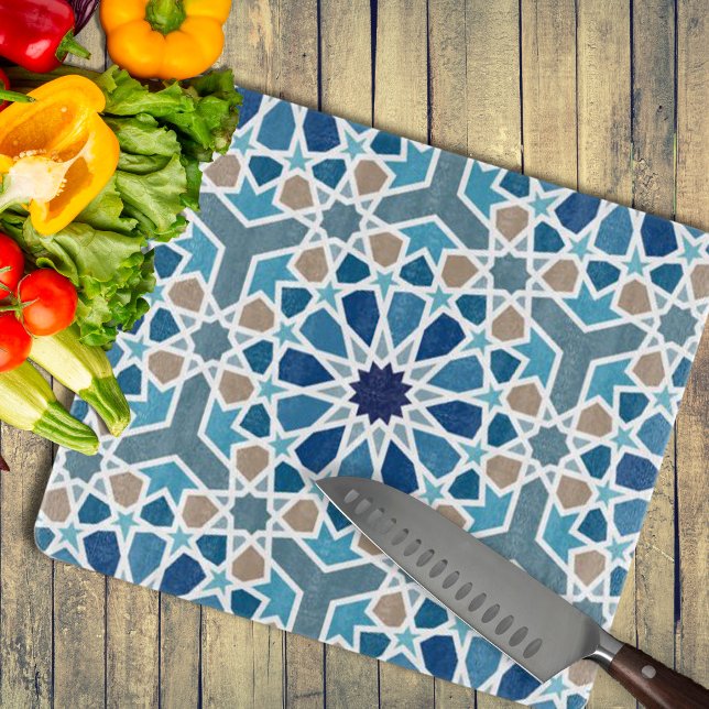 Tabla De Cortar Patrón de mosaico marroquí (Arabic Geometric Design Pattern Cutting Board by Looly Elzayat
)