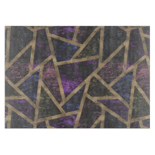 Tabla De Cortar Patrón de mosaico morado y dorado