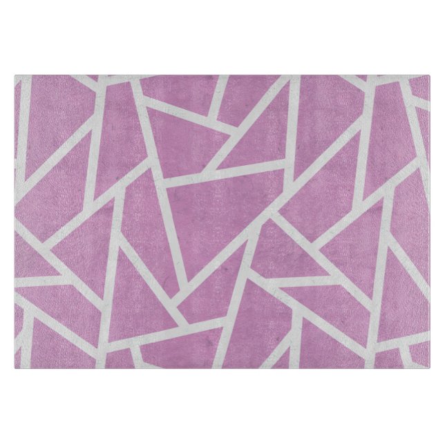Tabla De Cortar Patrón de mosaico rosa y blanco (Anverso)