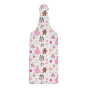 Tabla De Cortar Patrón de Navidad Rosa