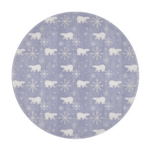 Tabla De Cortar Patrón de navidades con osos polares y copos de ni