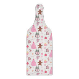 Tabla De Cortar Patrón de Navidades rosados
