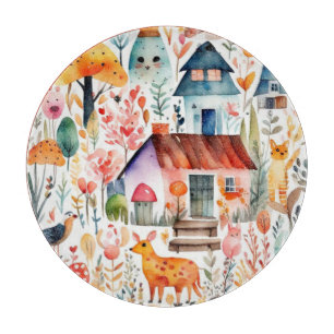 Tabla De Cortar Patrón de núcleo de la cabaña floral colorida