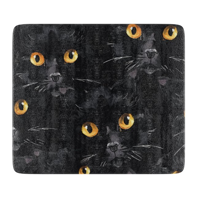 Tabla De Cortar Patrón de ojos de gato negro místico (Anverso)