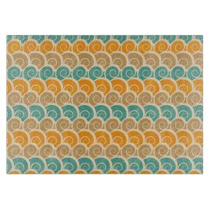 Tabla De Cortar Patrón de ondas de color agua