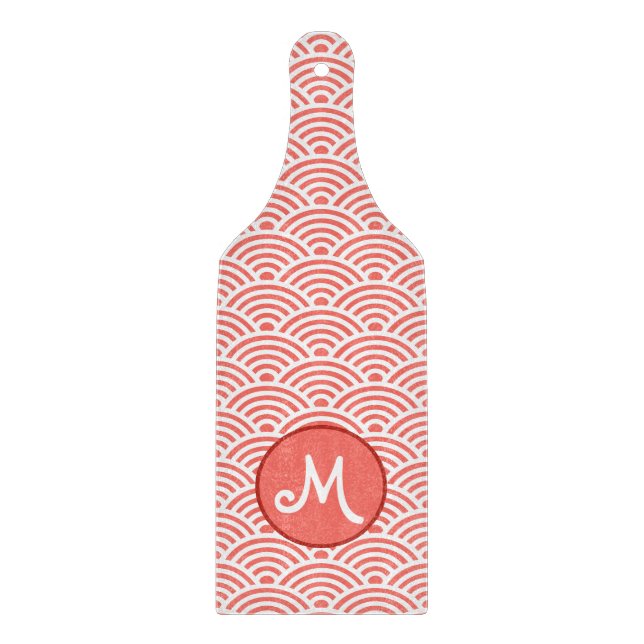 Tabla De Cortar Patrón de ondas nami y monograma (Anverso)