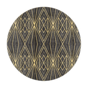 Tabla De Cortar Patrón de oro de mosaicos geométricos vintage