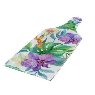 Tabla De Cortar Patrón de orquídea tropical