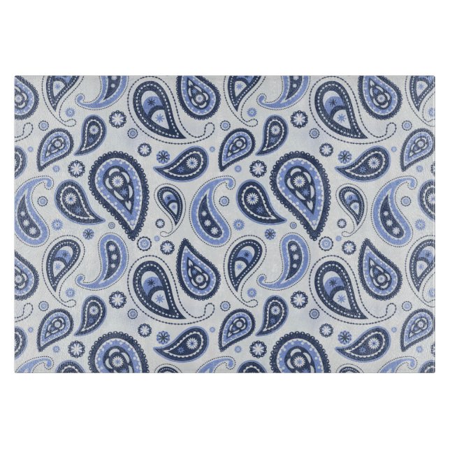 Tabla De Cortar Patrón de Paisley Azul (Anverso)