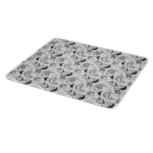Tabla De Cortar Patrón de paisley en negro y blanco – Arte textil