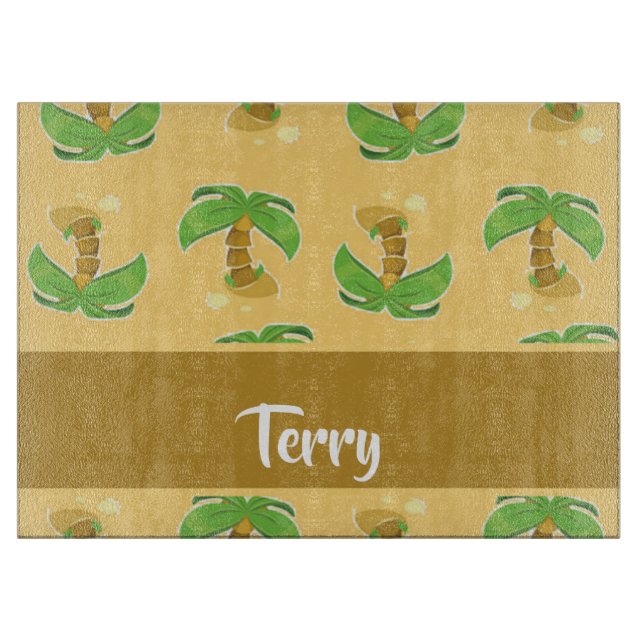 Tabla De Cortar Patrón de palmeras tropicales (Anverso)