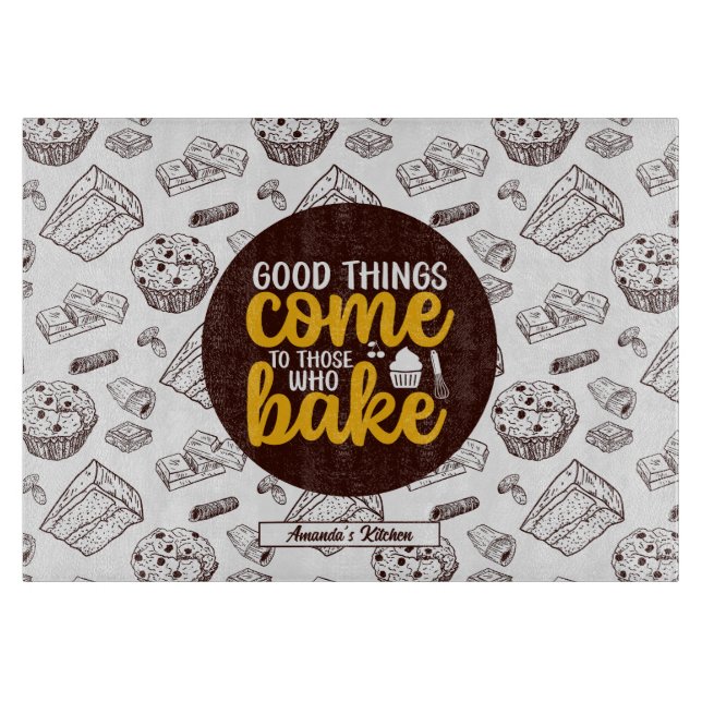 Tabla De Cortar Patrón de panadería de bizcocho vintage Muffin (Anverso)