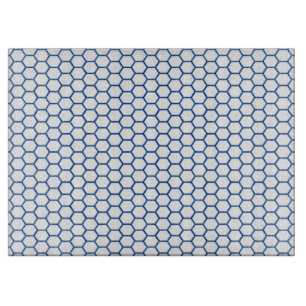 Tabla De Cortar Patrón de panal de abeja octagonal azul vidrio ret