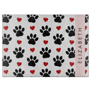 Tabla De Cortar Patrón De Patas, Patas Negras, Corazones Rojos, Tu