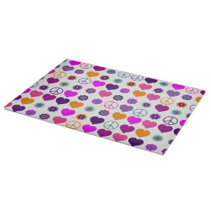 Tabla De Cortar Patrón de paz del corazón del poder de las flores