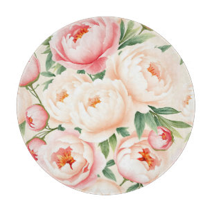 Tabla De Cortar Patrón de peonía rosa de rubor romántico