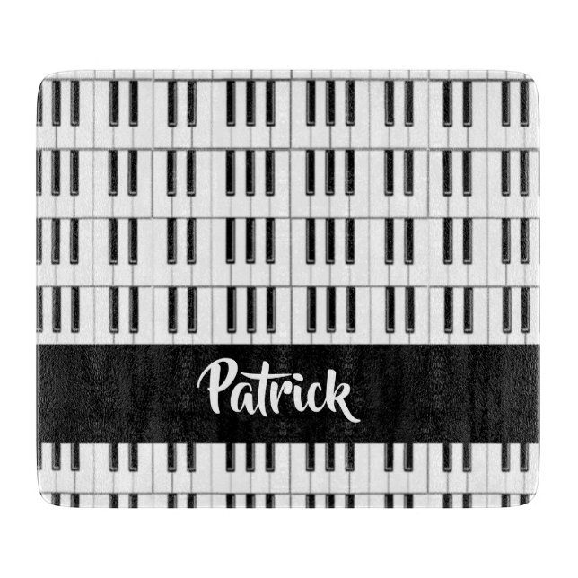 Tabla De Cortar Patrón de piano blanco y negro (Anverso)