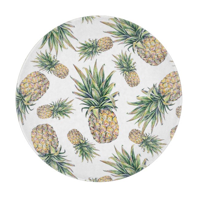 Tabla De Cortar Patrón de piña acuarela (Anverso)