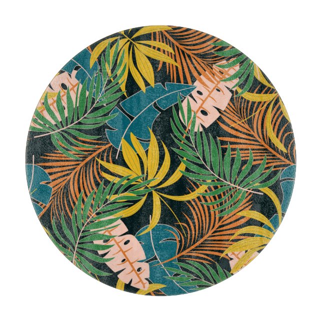Tabla De Cortar Patrón de plantas brillantes tropicales de verano (Anverso)