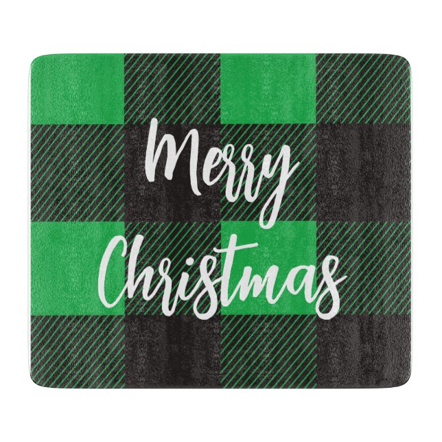 Tabla De Cortar Patrón de platillos Feliz Navidad (Anverso)