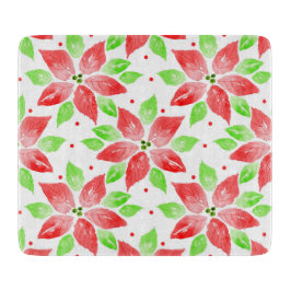 Tabla De Cortar Patrón de poinsettia de color verde rojo