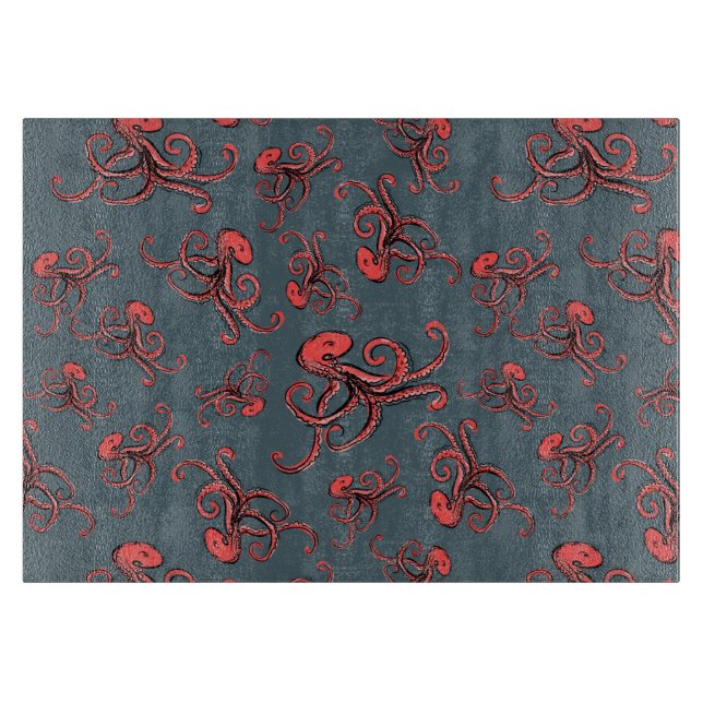 Tabla De Cortar Patrón de pulpo furtivo (Anverso)