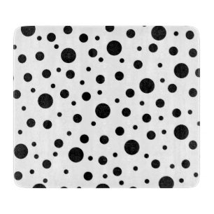 Tabla De Cortar Patrón de puntos de polka blanca negro