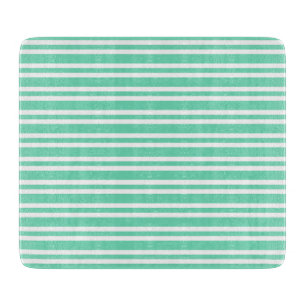 Tabla De Cortar Patrón de rayas blancas aguamarina