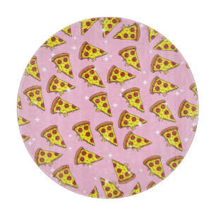 Tabla De Cortar Patrón de rebanadas de pizza flotantes de color ro
