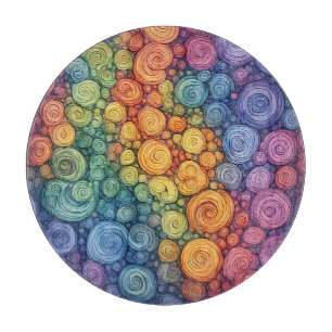 Tabla De Cortar Patrón de remolino de garabato abstracto colorido