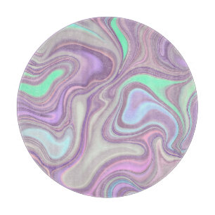 Tabla De Cortar Patrón de remolino de mármol morado pastel
