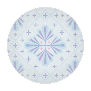 Tabla De Cortar Patrón de repetición floral geométrico azul pastel