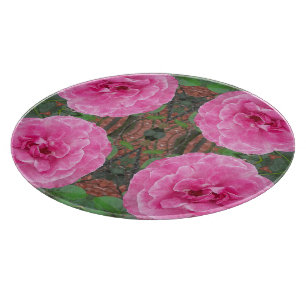 Tabla De Cortar Patrón de Rosa Rosa
