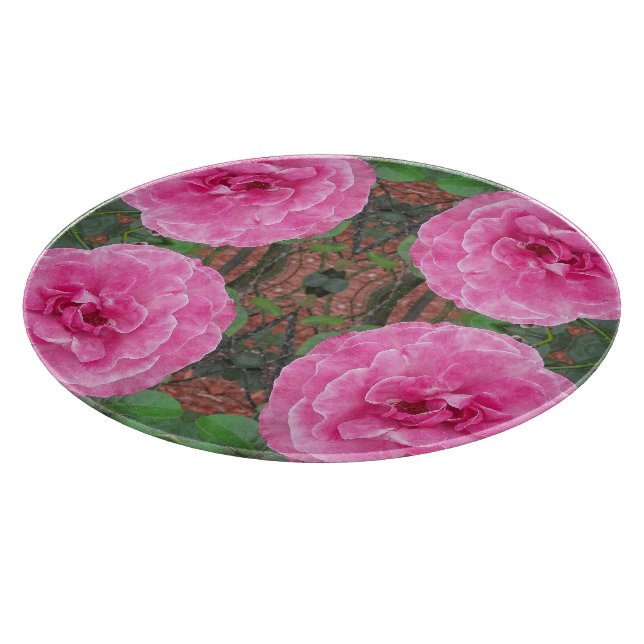 Tabla De Cortar Patrón de Rosa Rosa (Borde)