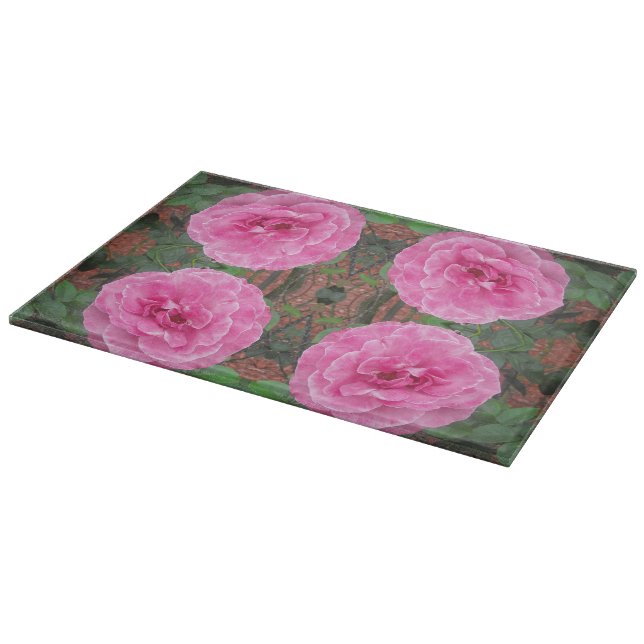 Tabla De Cortar Patrón de Rosa Rosa (Borde)