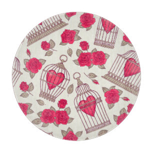 Tabla De Cortar Patrón de Rosas de jaulas de aves florales
