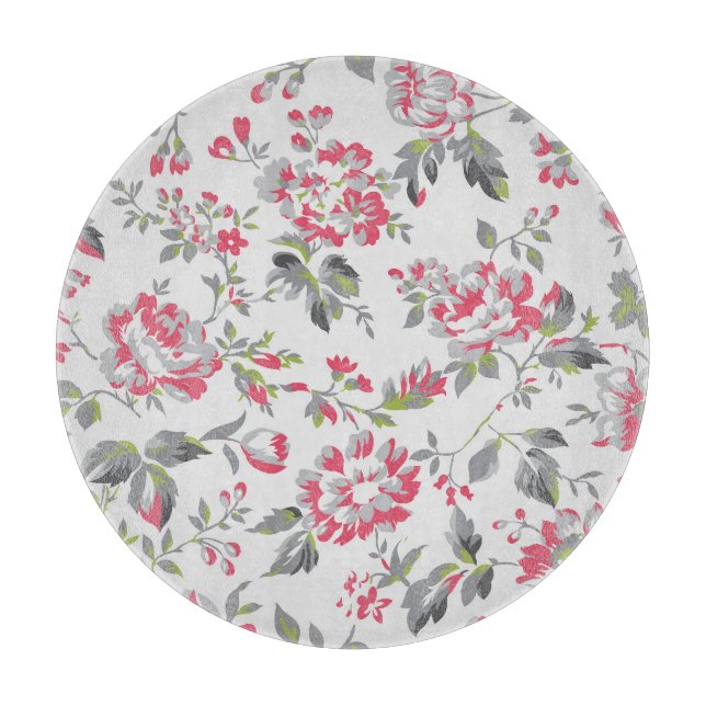 Tabla De Cortar Patrón de Rosas florales de Shabby Chic (Anverso)