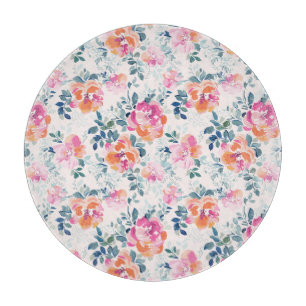 Tabla De Cortar Patrón de Rosas pintados