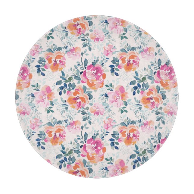 Tabla De Cortar Patrón de Rosas pintados (Anverso)