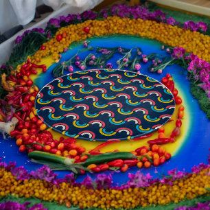 Tabla De Cortar Patrón de semicírculo multicolor