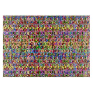Tabla De Cortar patrón de símbolos de paz multicolor