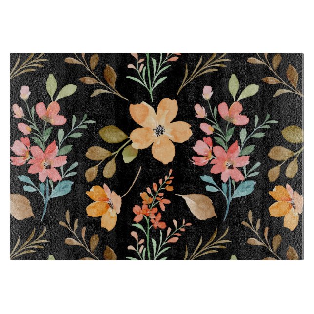 Tabla De Cortar Patrón de superficie floral - Primavera de acuarel (Anverso)