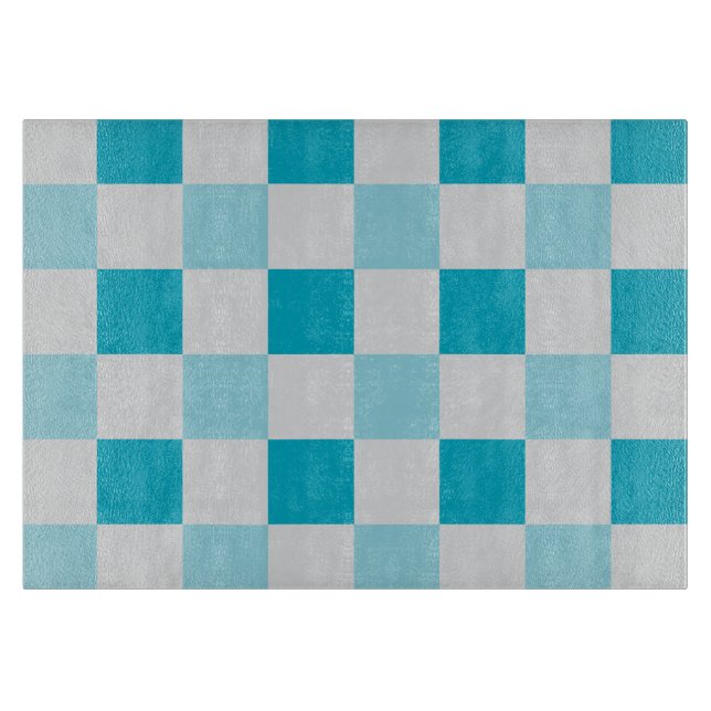 Tabla De Cortar Patrón De Tablero Blanco Y Azul (Anverso)