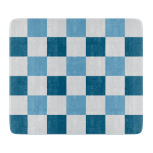 Tabla De Cortar Patrón De Tablero Blanco Y Azul