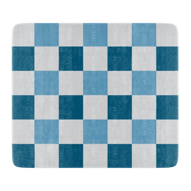 Tabla De Cortar Patrón De Tablero Blanco Y Azul (Anverso)