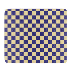 Tabla De Cortar Patrón de tablero de ajedrez de índigo y mantequil