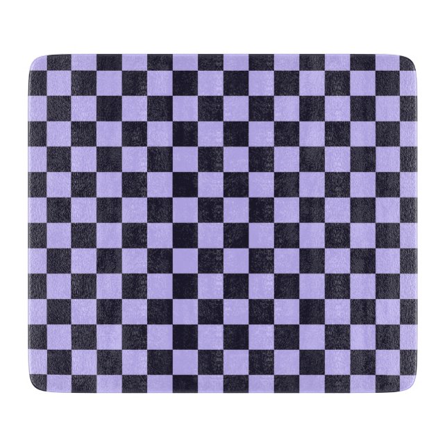 Tabla De Cortar patrón de tablero de ajedrez de lila francés (Anverso)